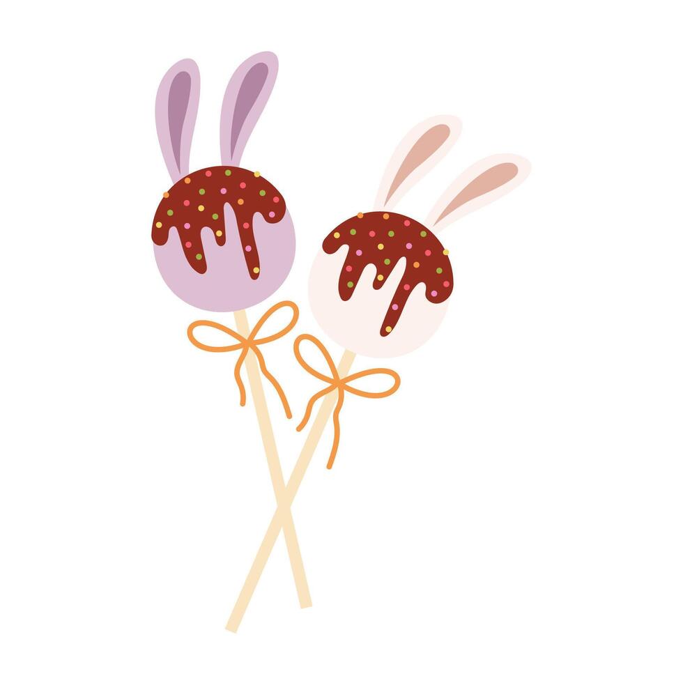 Cute Happy Easter Celebration Illustrations and Decorations Collection sweets. vector