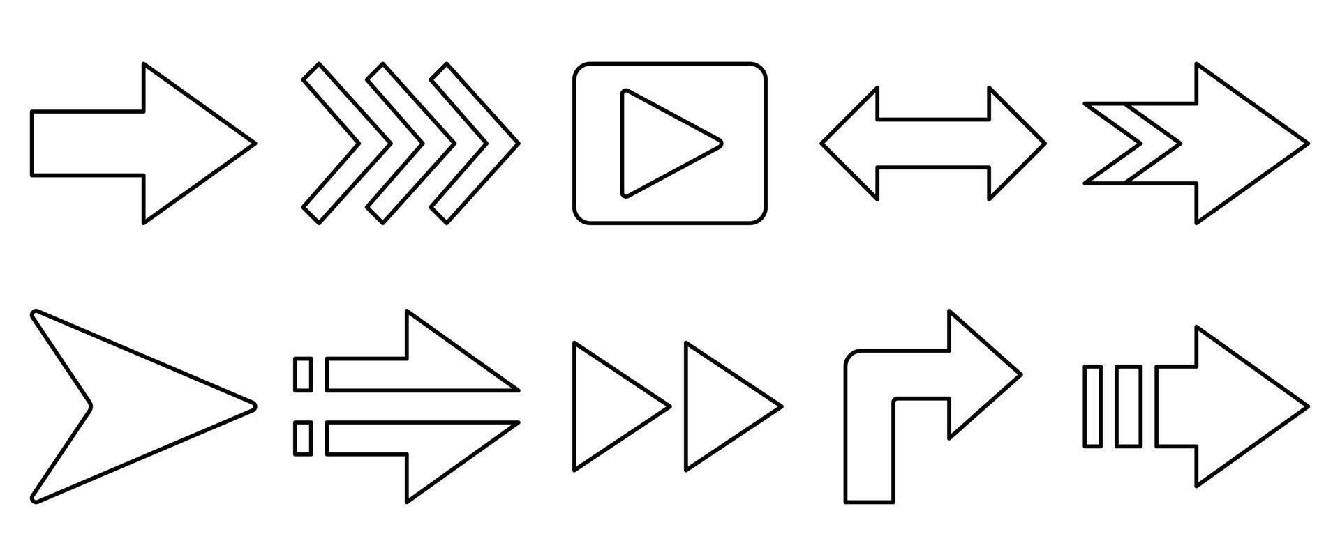 Collection of Line Icons Arrows Pointing in Different Directions for Navigation and Design vector