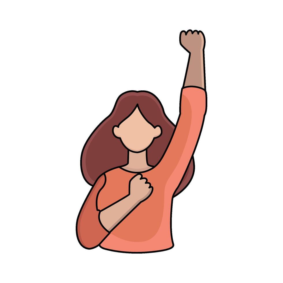Activist woman with hands human up protesting scene vector