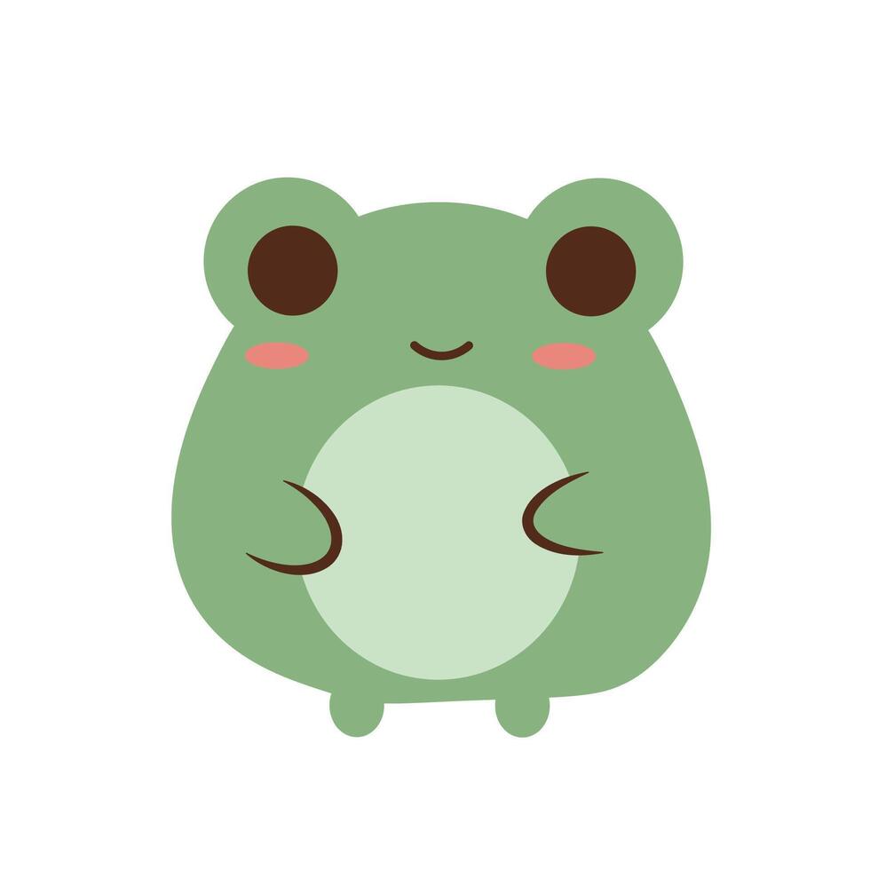 Cute green frog cartoon character isolated on white background vector