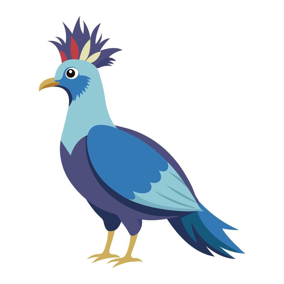 Large and Regal Victoria Crowned Pigeon on White vector