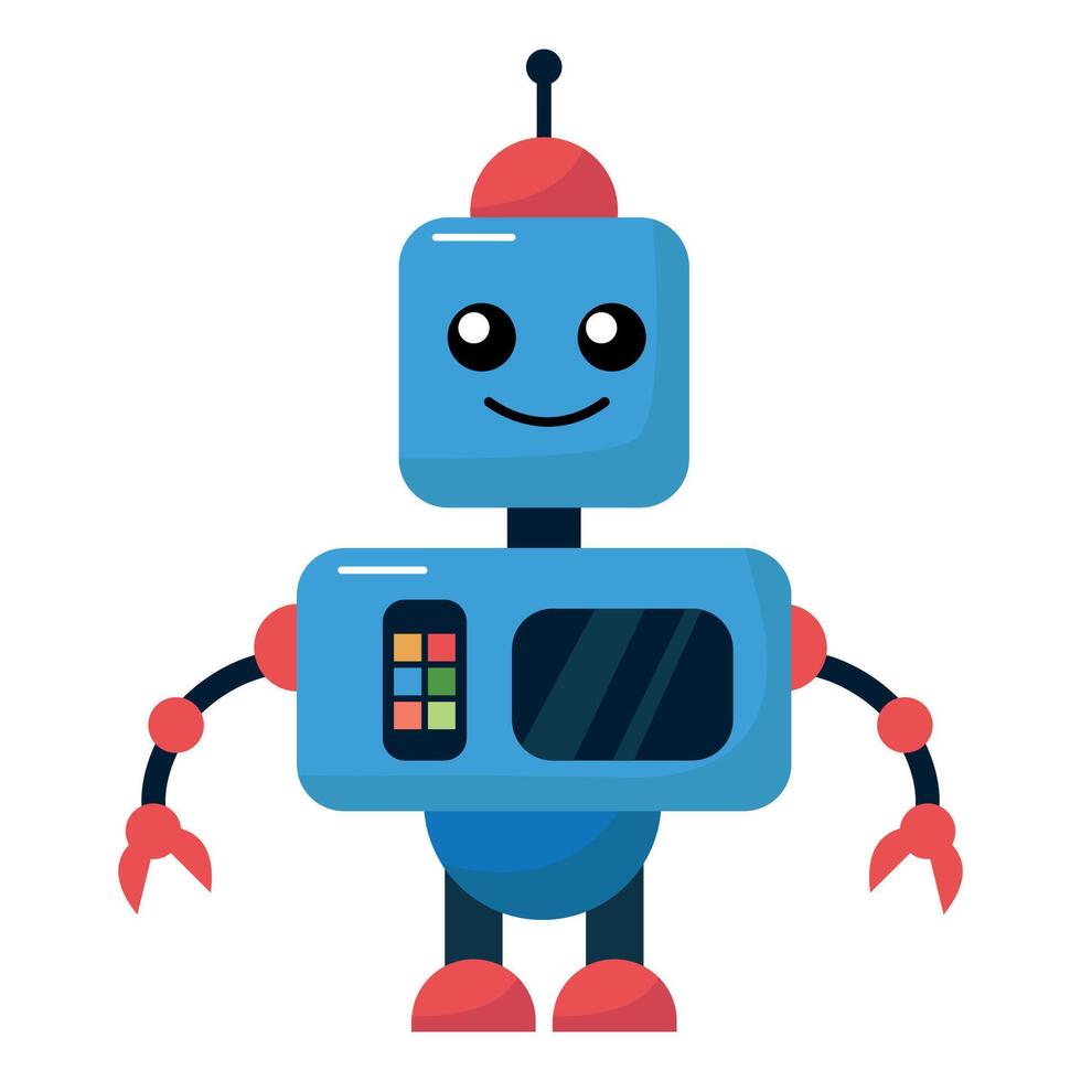 Funny hand drawn Robot on white isolated background vector