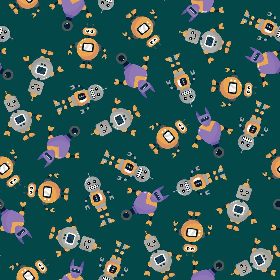 Seamless pattern robots. vector