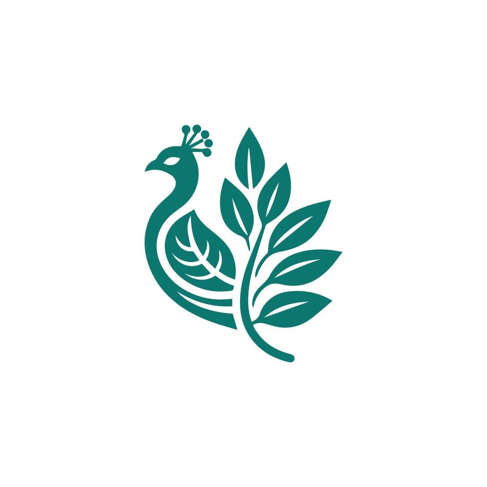 a green bird with leaves on it's head vector