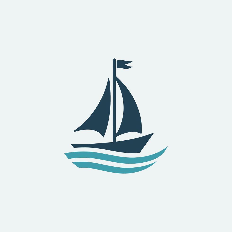 a sailboat floating in the ocean with waves vector