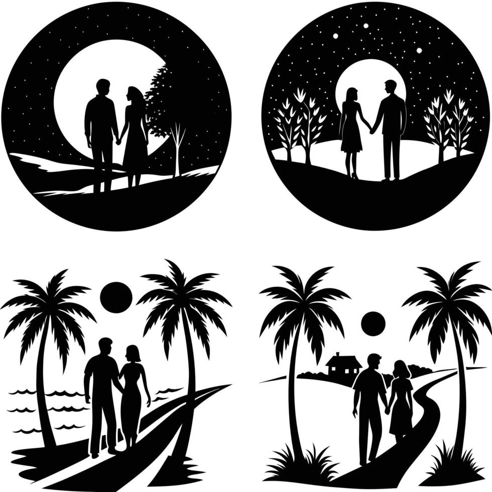 Beach Love Sunset Beach Love vector