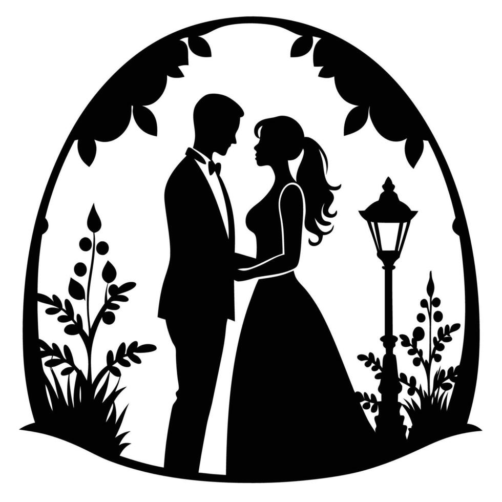 Love in garden of new couple vector