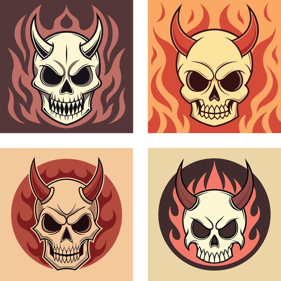 Edgy devil skull vector