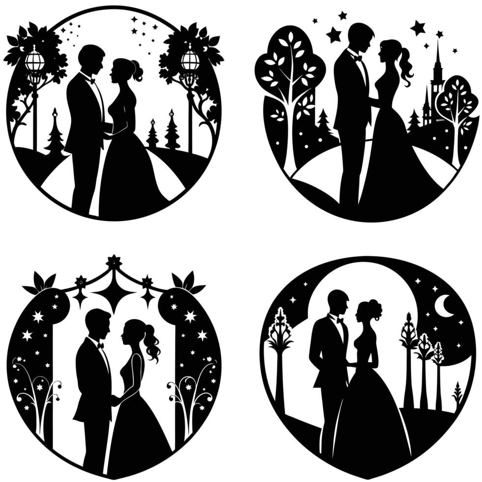 Tropical Couple in Heart Shaped Frames vector