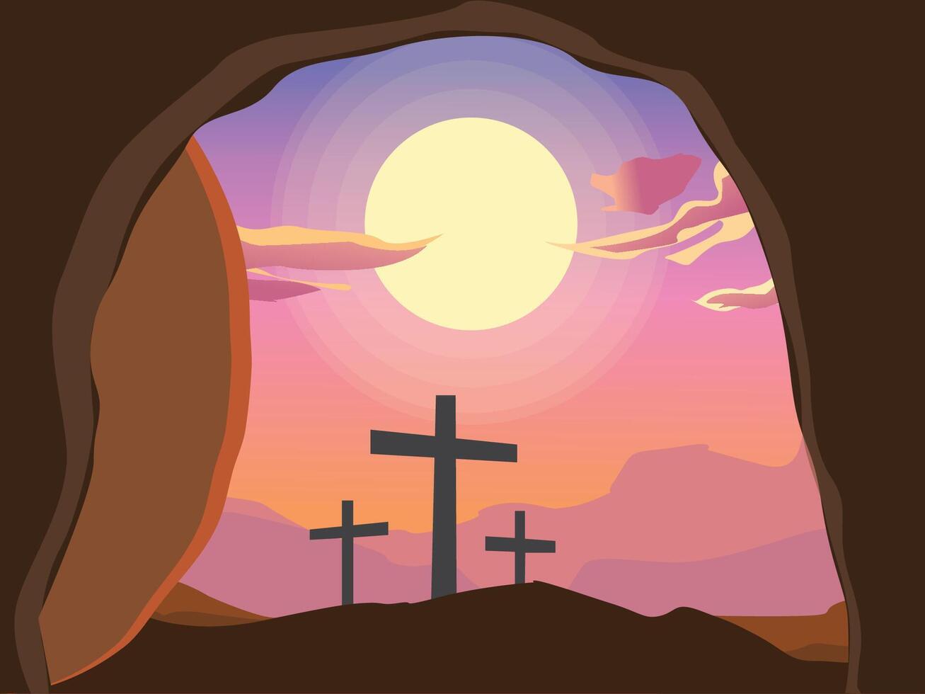 Three Crosses on Calvary vector