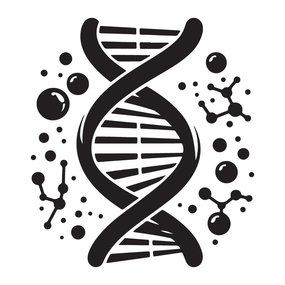 Dna molecule icon with bubbles vector