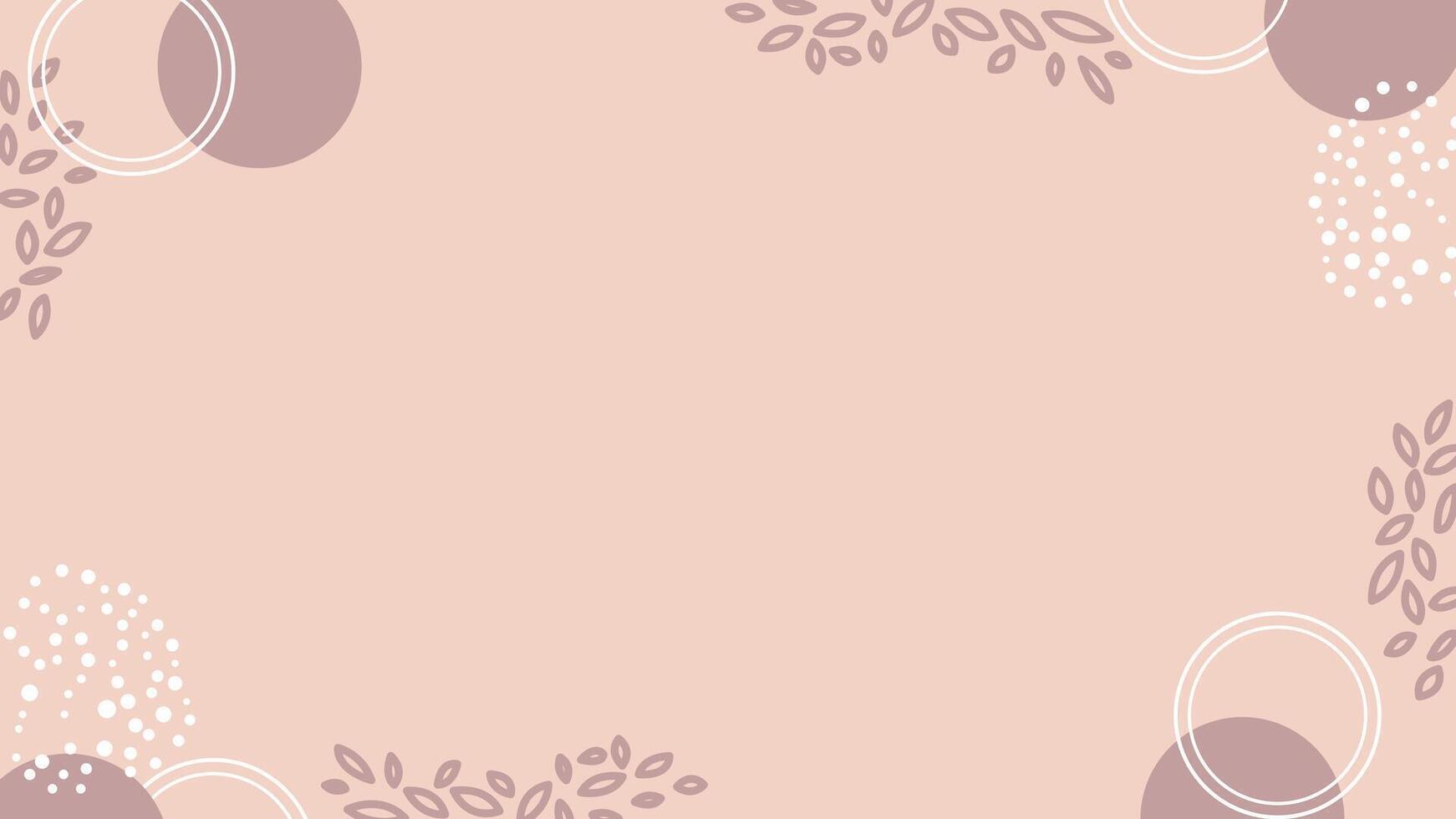 A pink background with circles and leaves vector
