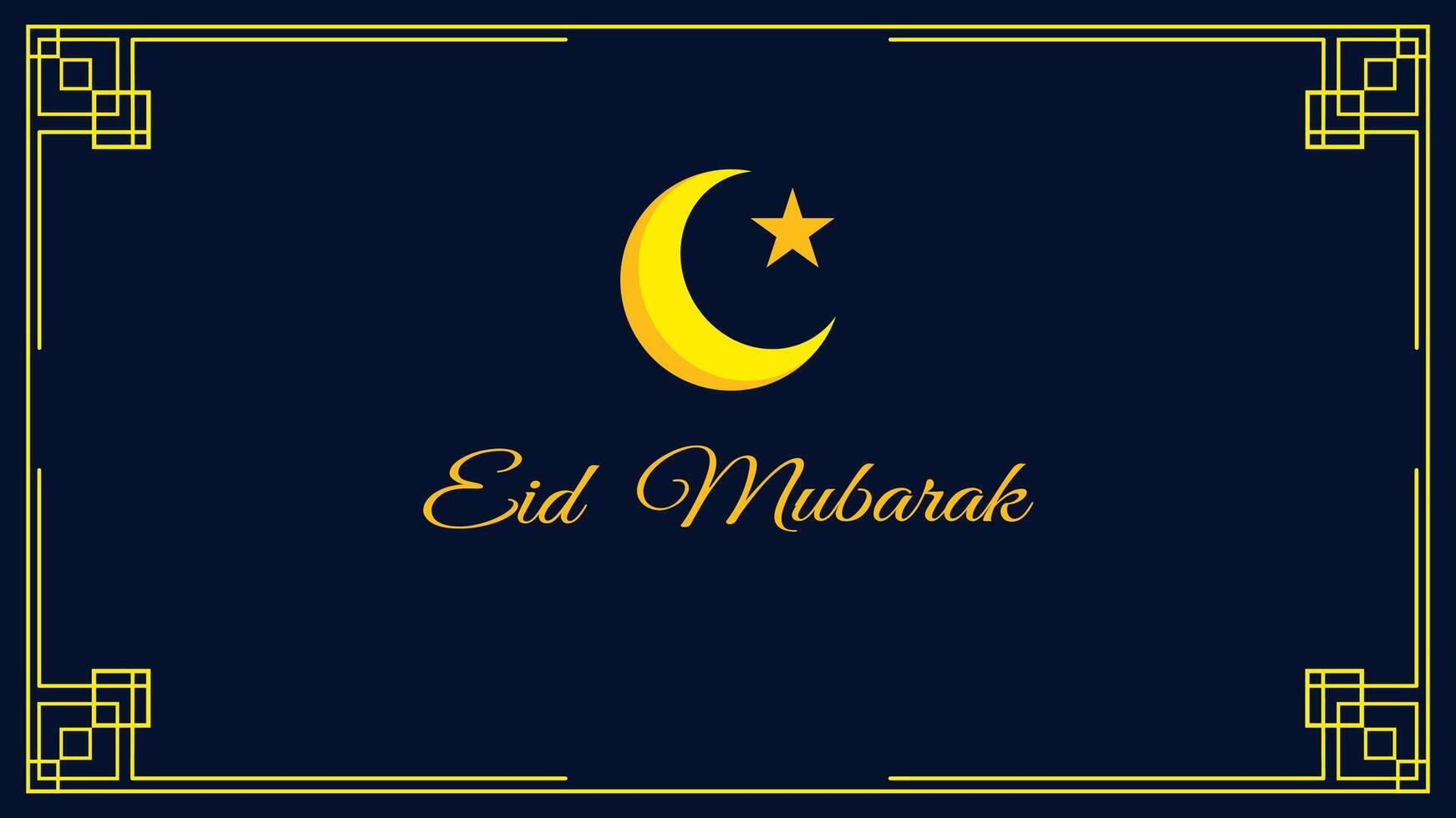 Eid mubarak greetings with crescent and star vector