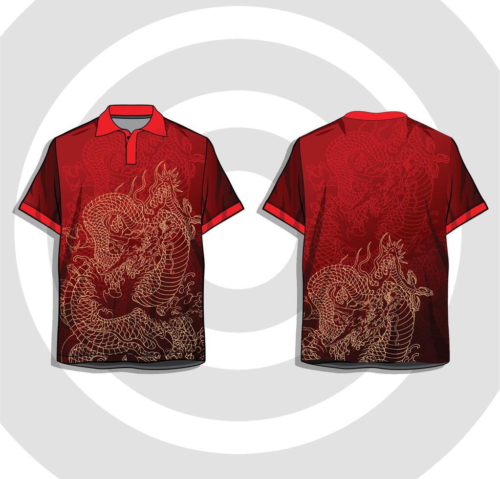 free maroon color dragon jersey design vector