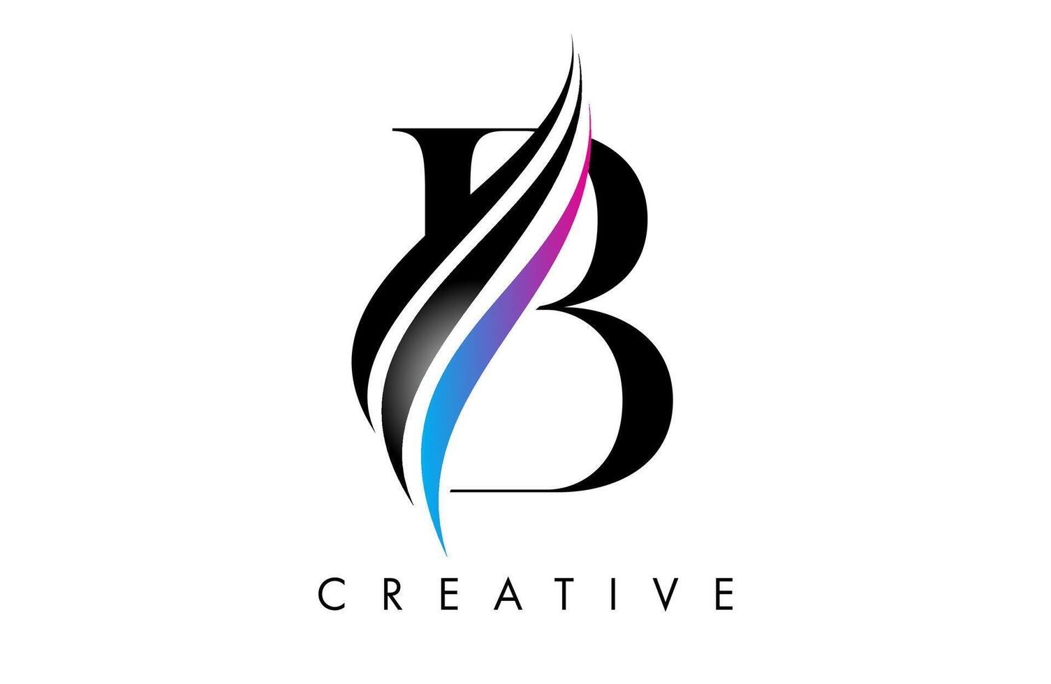 B letter Logo Icon serif font with Creative swoosh curves and elegant design vector