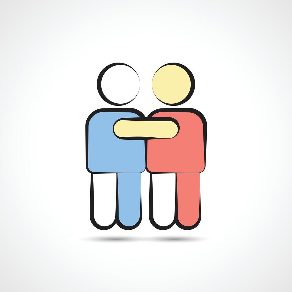 Two figures hugging each other symbolizing friendship, love and community vector