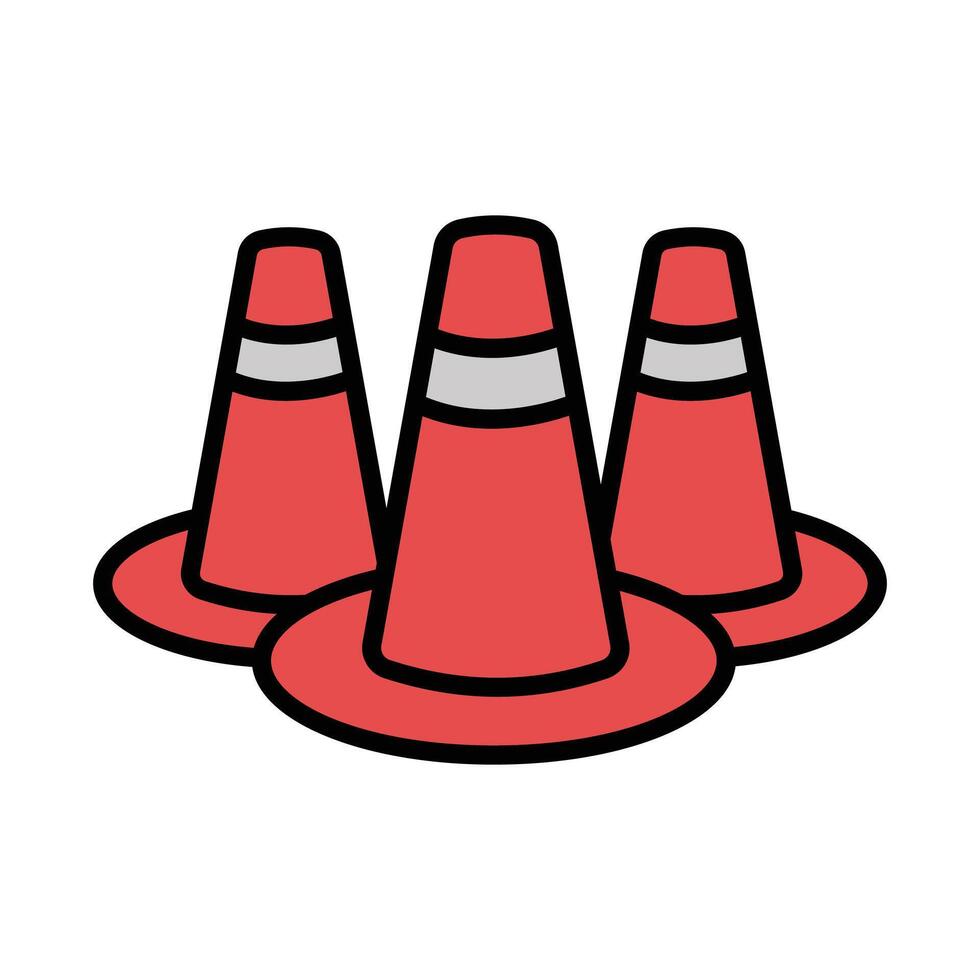 Three Red Traffic Cones Illustration vector