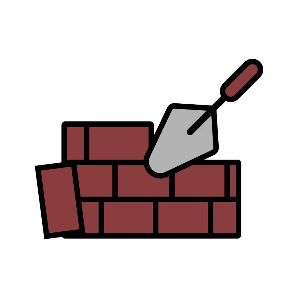 Brick Wall with Trowel Icon vector