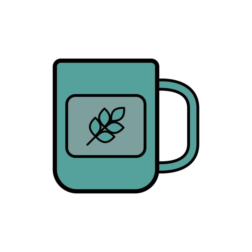 Mug with Leaf Design Illustration vector