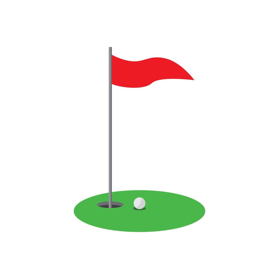 Red golf flag on white background. vector