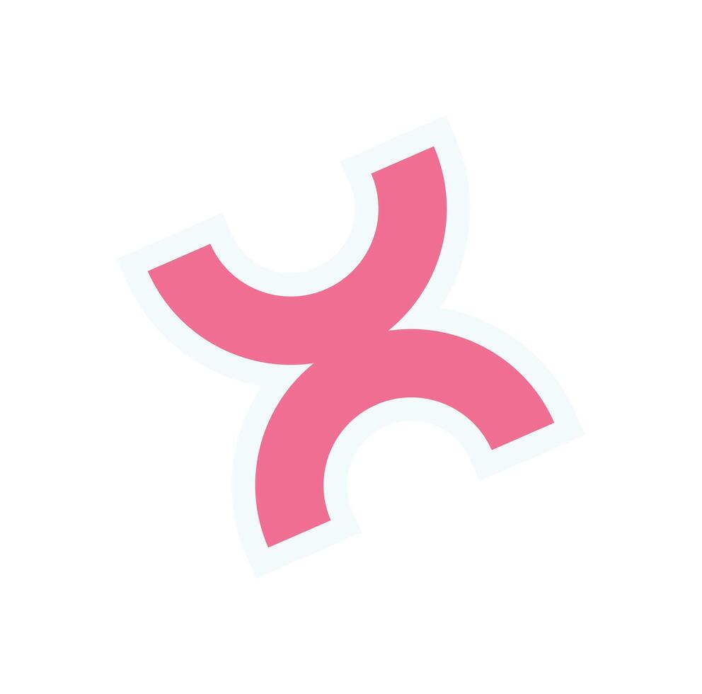 Playful abstract shape icon sticker. Modern geometric figure symbol. This design features a flat curve element with a y2k aesthetic, showcasing brutalist style, suitable for various creative projects. vector