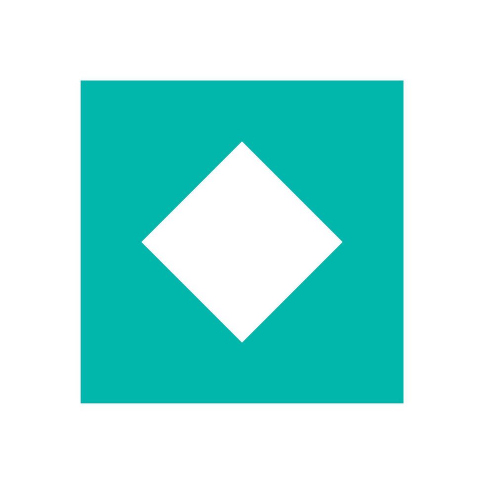 Bold geometric abstract shape. Modern diamond icon, simple flat form. This brutalist element captures the essence of y2k design, featuring a striking minimal style. Ideal for contemporary graphic vector
