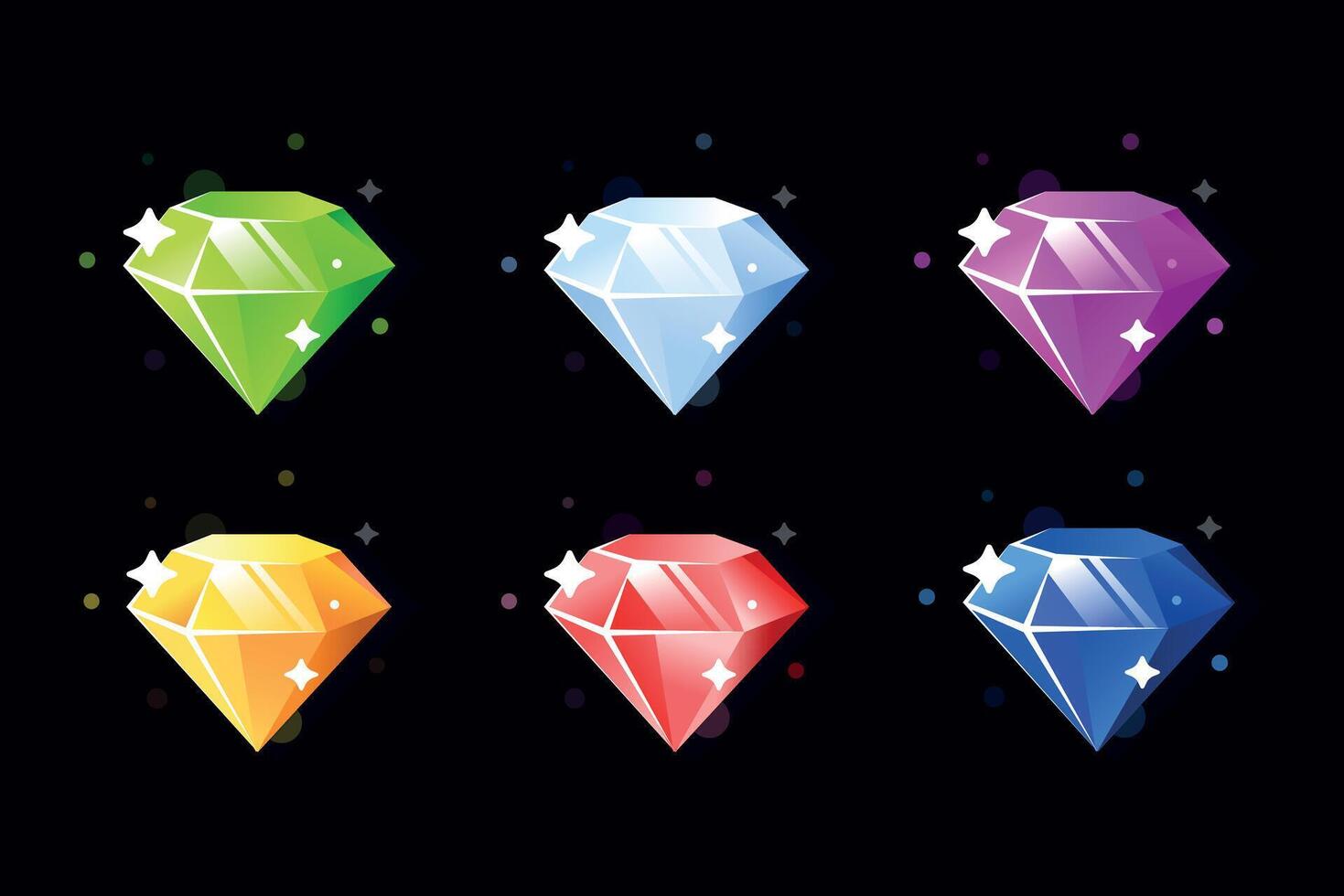 Luxury Crystal Gems Collection. Glossy Gemstones and Crystals Set vector