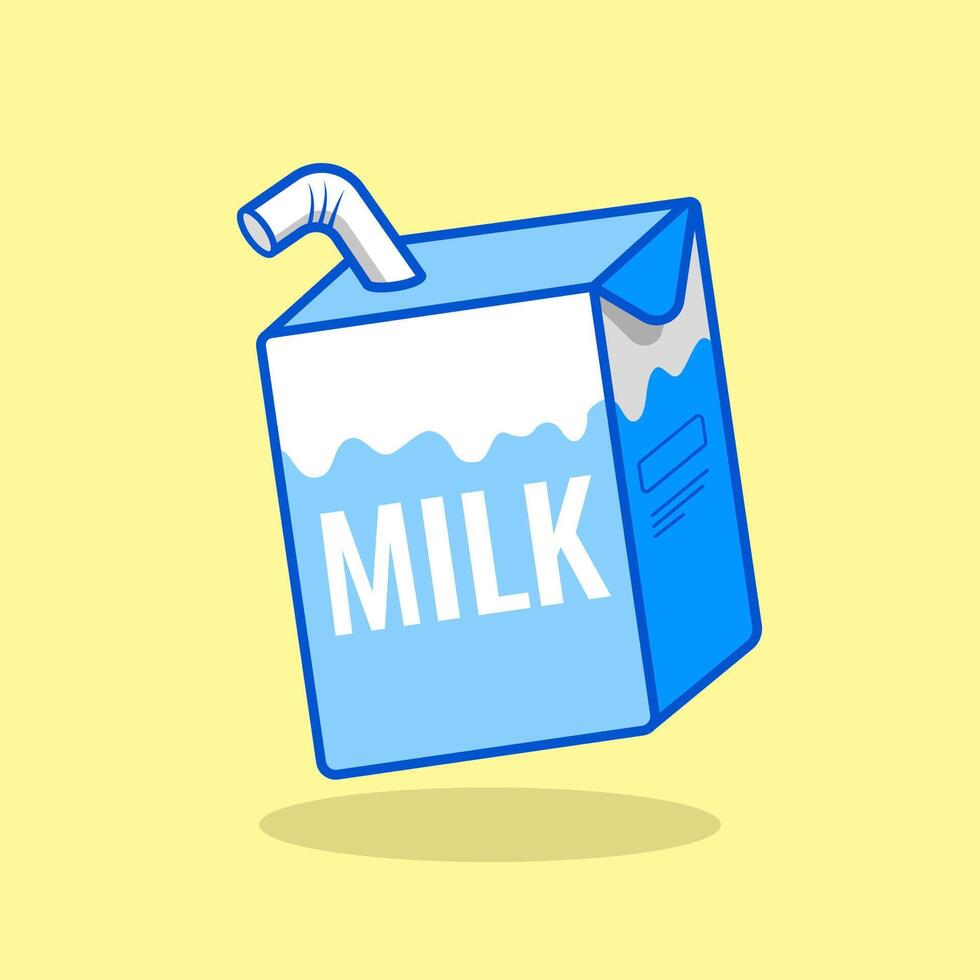 Blue milk carton box with straw vector
