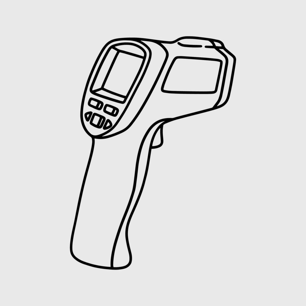 Thin line illustration of a infrared thermometer gun vector
