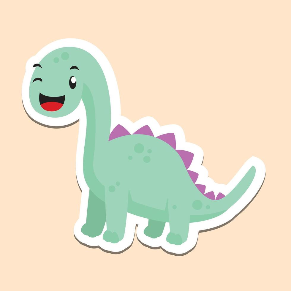 cute dinosaur with cartoon sticker image vector