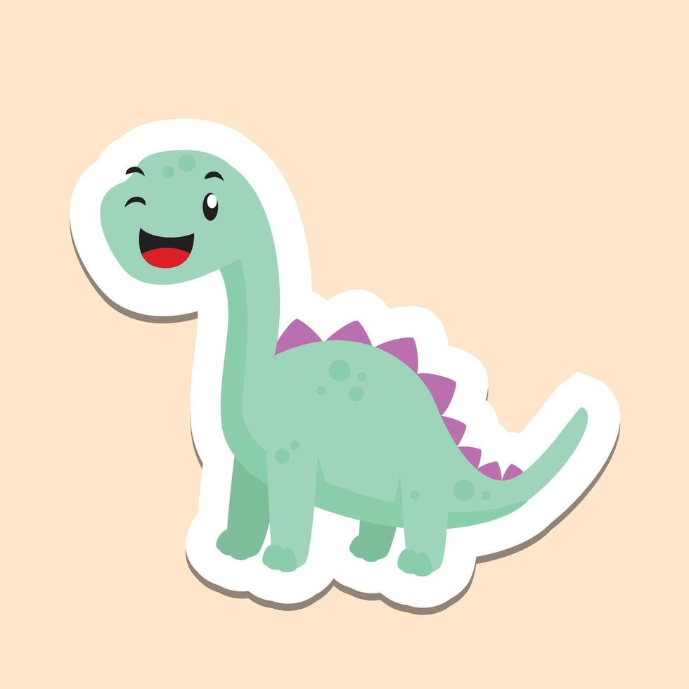 cute dinosaur with sticker model vector