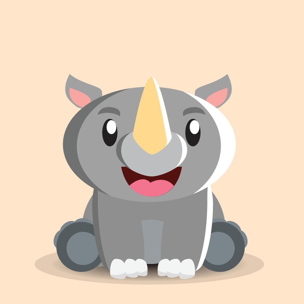 cute rhino with cartoon image vector
