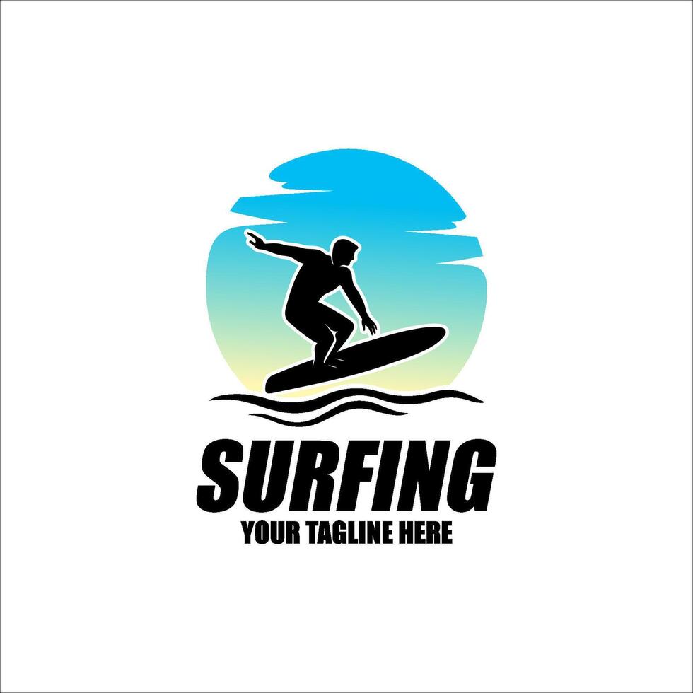 Surfing in beach illustration vector