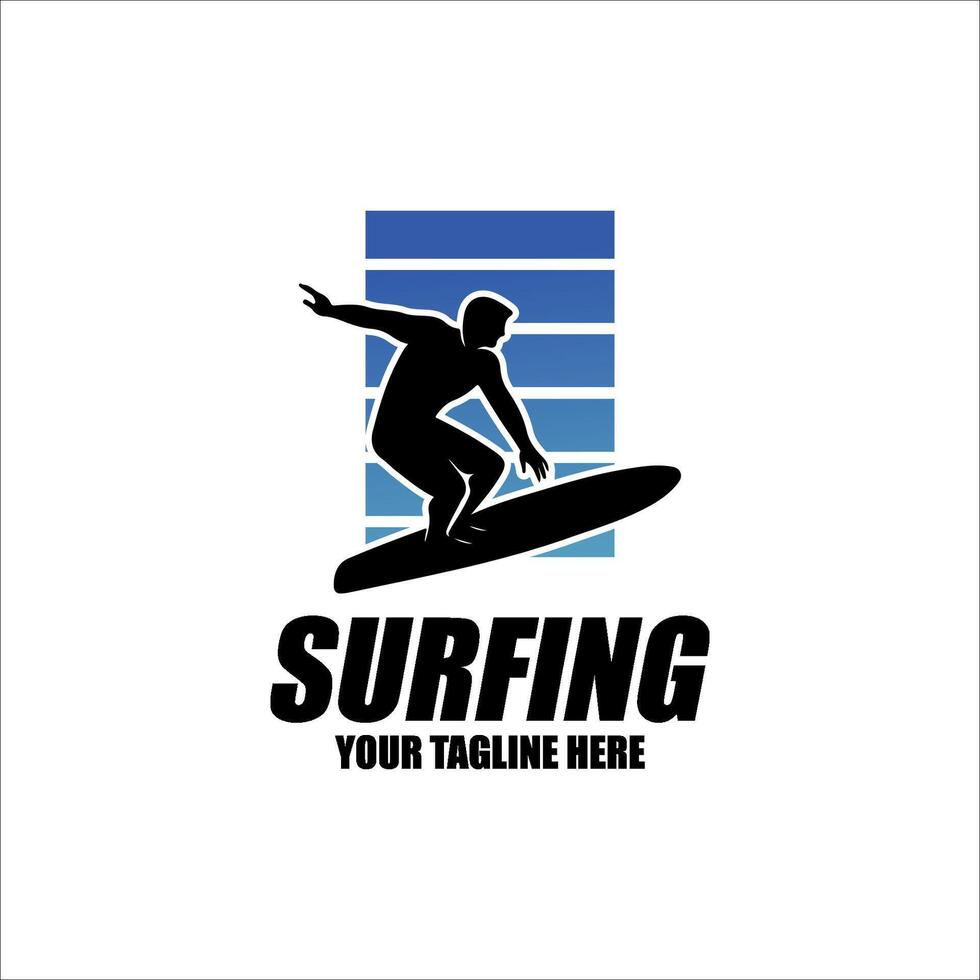 Surfing in beach illustration logo vector