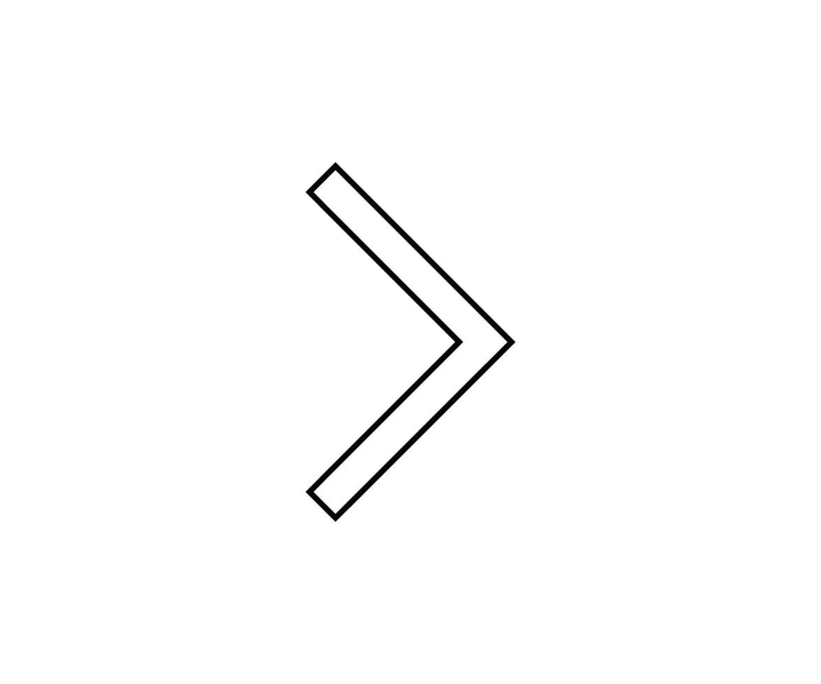 a black outline single icon arrow alternate direct to right with sharp style vector