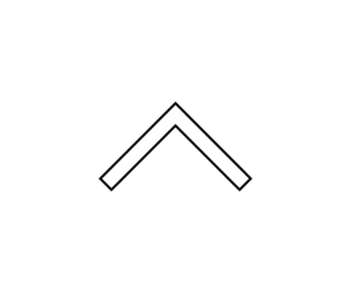 a black outline single icon arrow alternate direct to up with sharp style vector