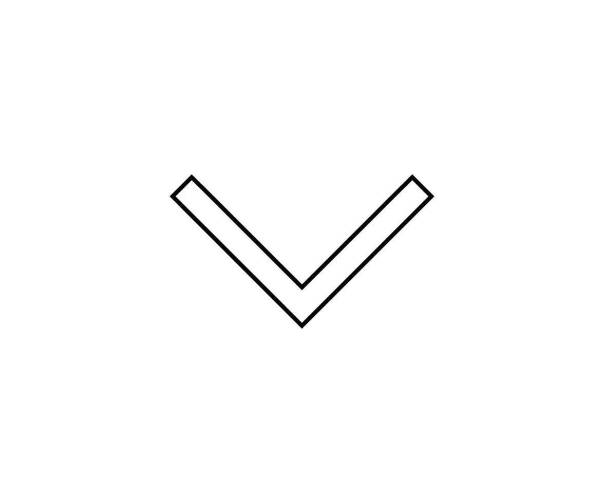a black outline single icon arrow alternate direct to down with sharp style vector