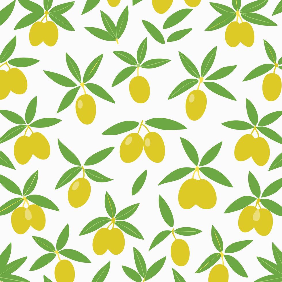olive and leaves colorful pattern vector