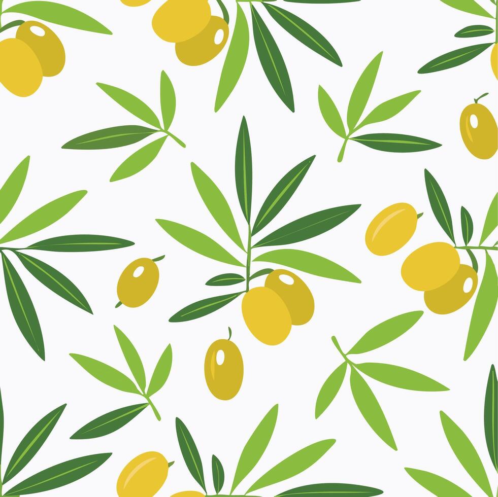 olive and leaves pattern vector