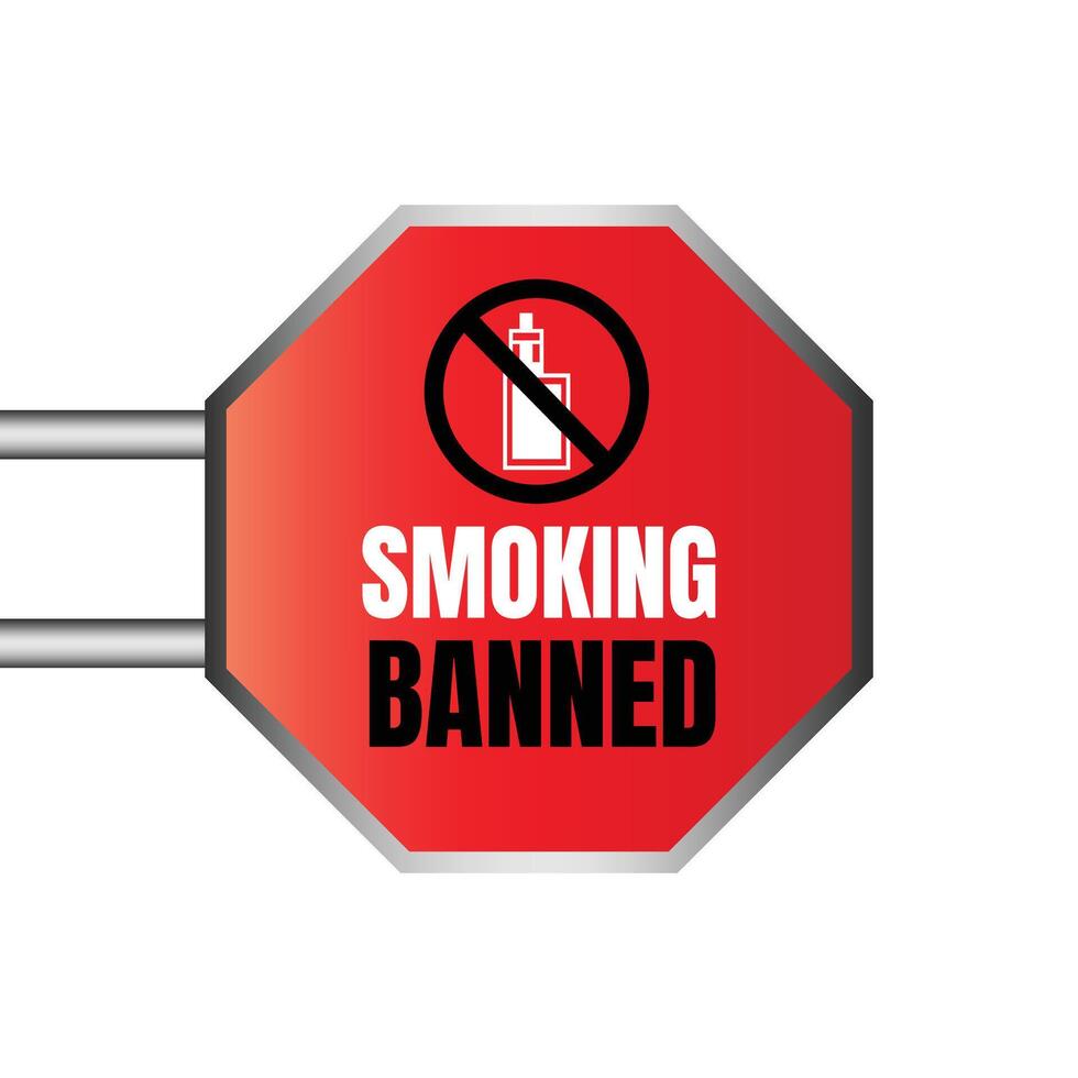 Smoking prohibited sign illustration, No smoking icon sign, Smoking banned here design vector