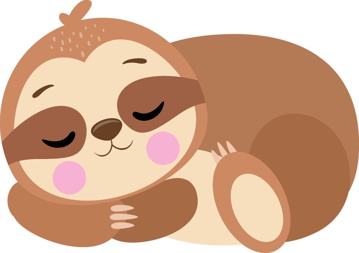 Friendly brown sloth sleeping isolated on white vector