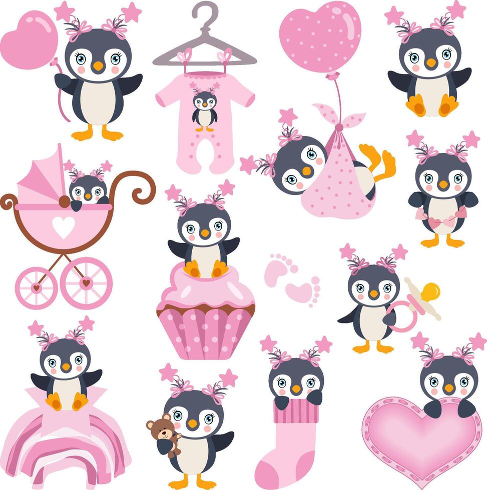 Baby girl penguin vector