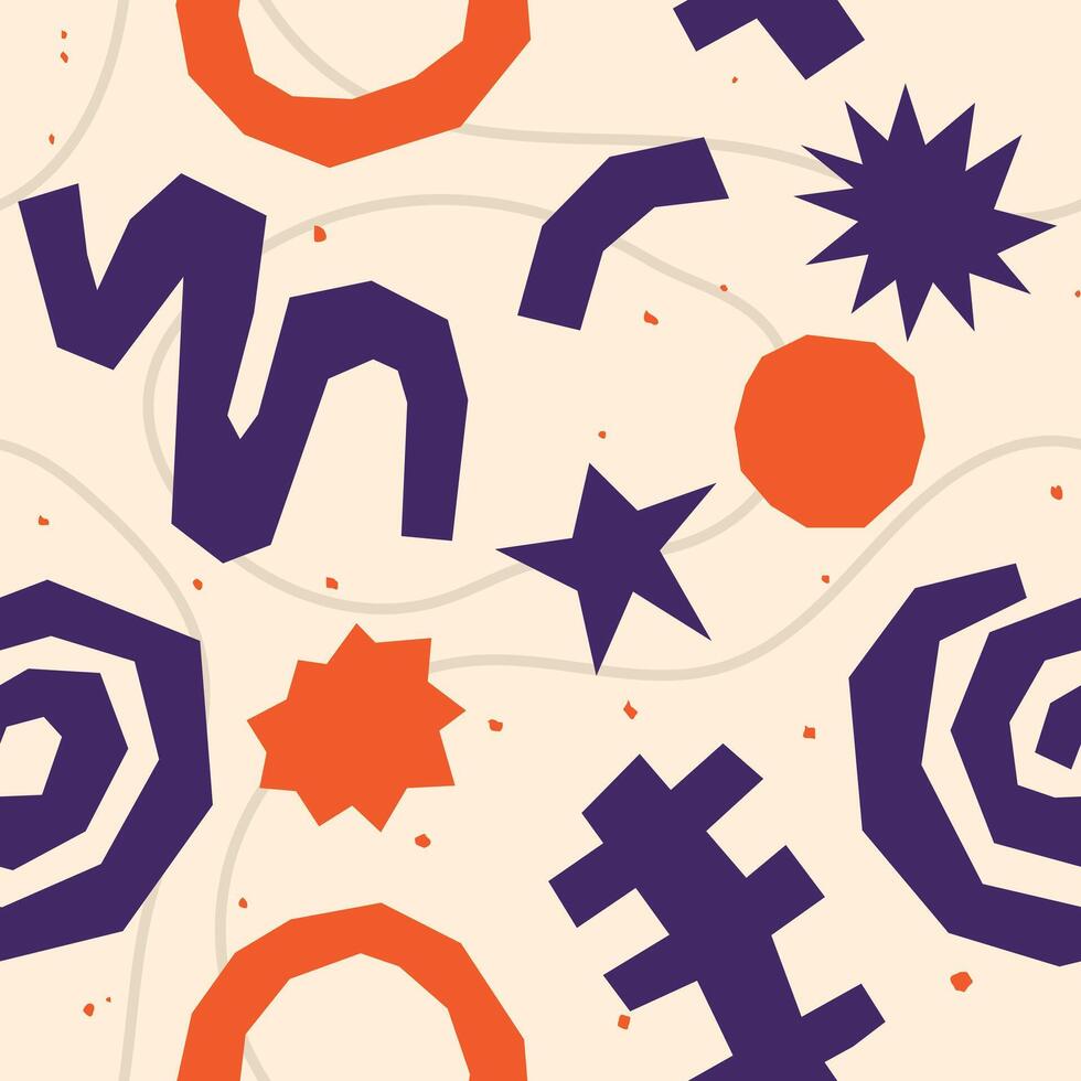 A pattern with various shapes and symbols vector
