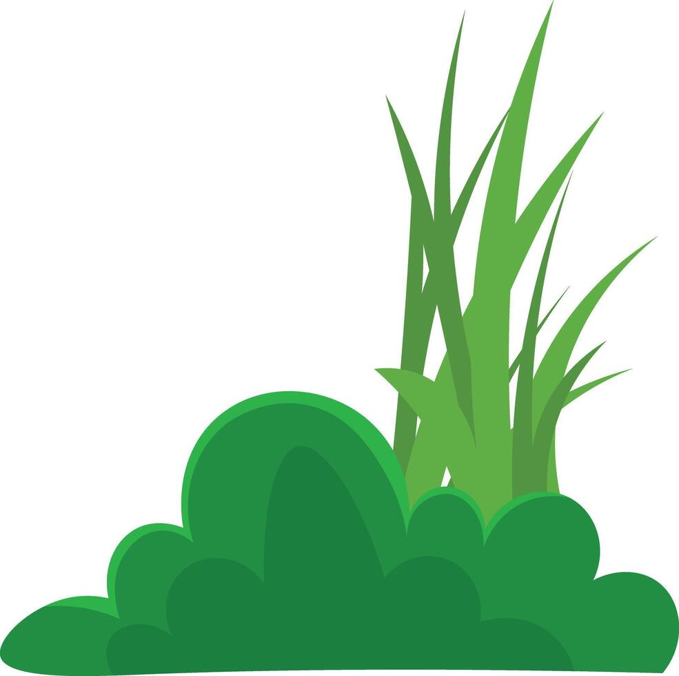 Stylized Green Grass and Bush Illustration vector