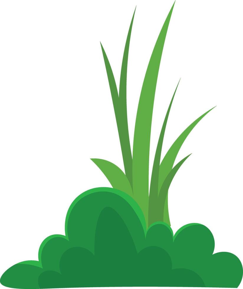 Cartoon Green Bush with Grass vector