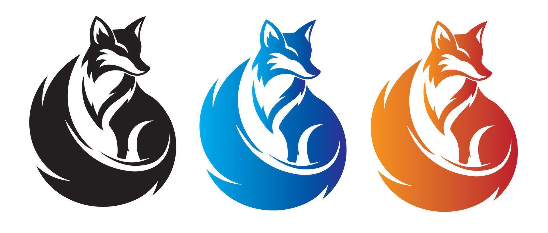 Fox logo design, Colorful fox logo design vector
