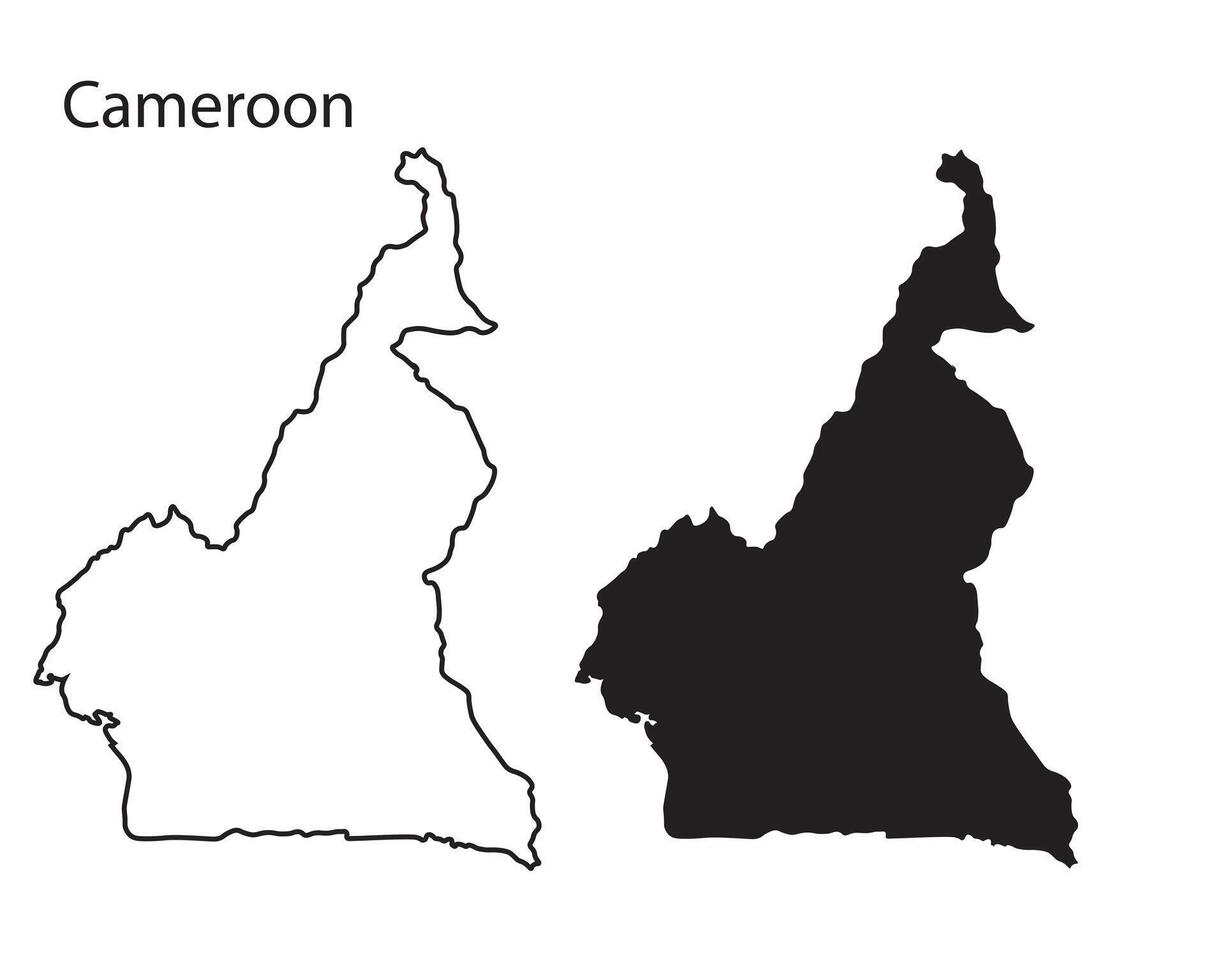 Cameroon map and country outline vector