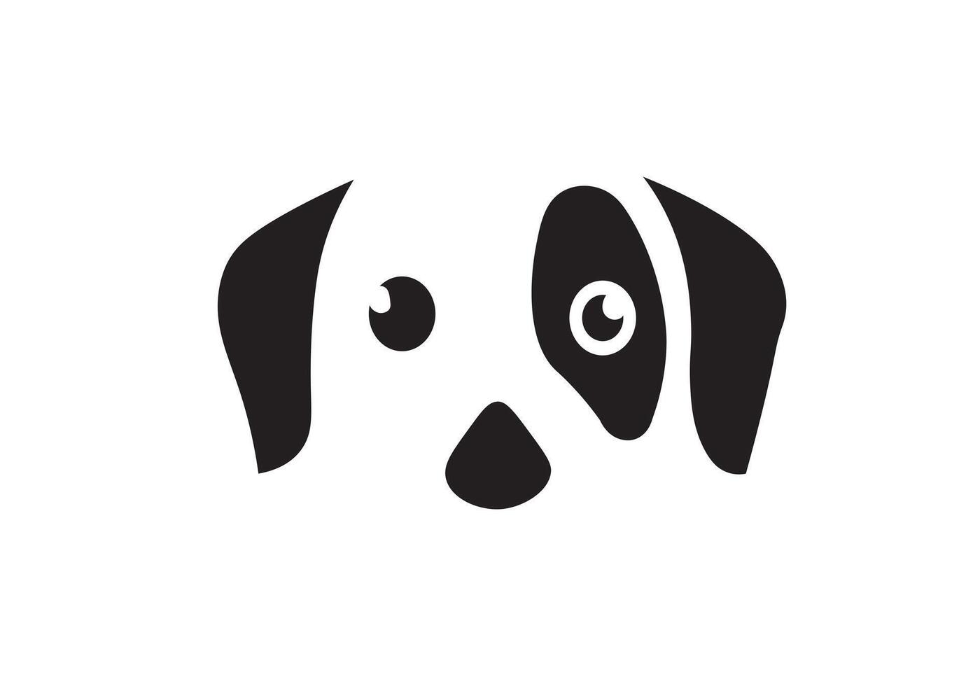 A black and white dog face with a big nose vector