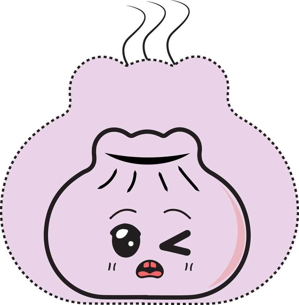 Dim sum Dumpling cute cartoon character with naughty expression face flat art Illustration vector