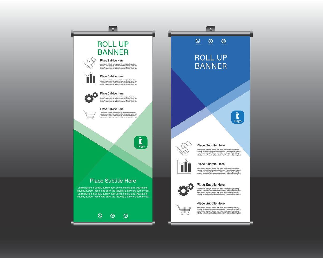 Two roll up banners with different colors and shapes vector